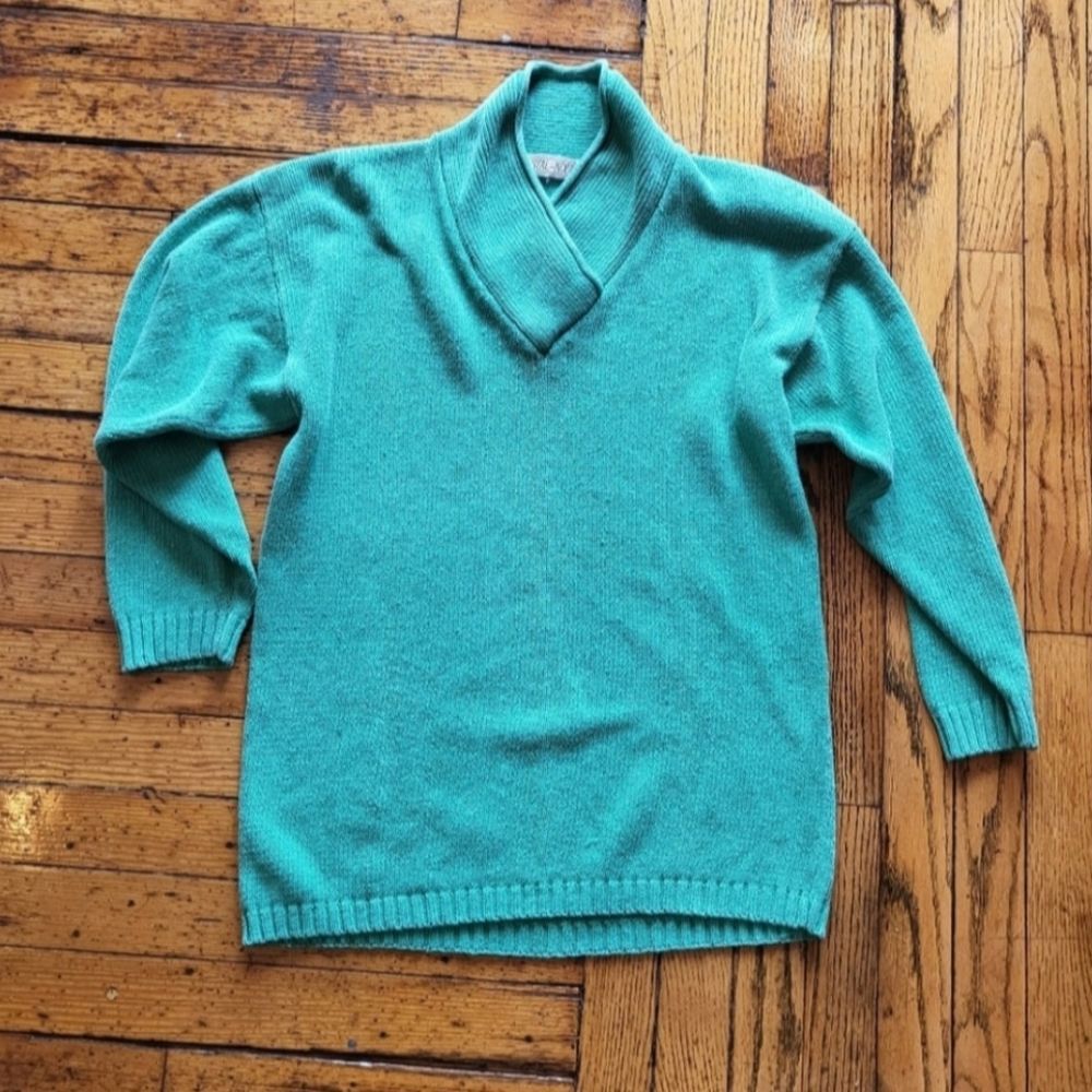 Crystal-Kobe Vintage‎ V-Neck Knit Sweater Green